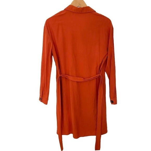 NASTY GAL Long Sleeve Button Dress in Rust Size: 4 - Picture 3 of 11